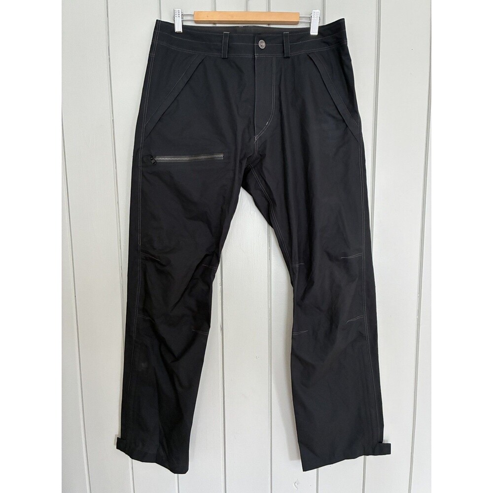 Kuhl Jetstream Rain Pants Mens 34x32 Black Waterproof Technical Hiking Nylon